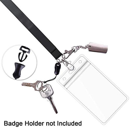 Foshine Lanyards Safety Breakaway Black for ID Badges Holder Keys 5pcs | Neck Lanyards Women Men Cruise Office Card Holder Waterproof - color: 5 Pack Black Lanyard