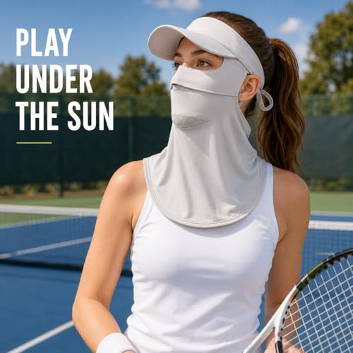 Face Cover for Sun Protection UPF 50+ UV Face Mask, UV Face Shield for Golf, Hiking Fishing & Outdoors Breathable - color: Light Grey