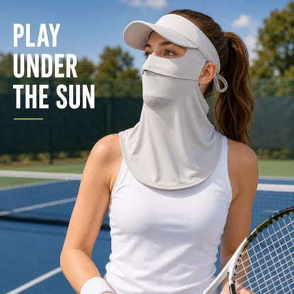 Face Cover for Sun Protection UPF 50+ UV Face Mask, UV Face Shield for Golf, Hiking Fishing & Outdoors Breathable - color: Light Grey