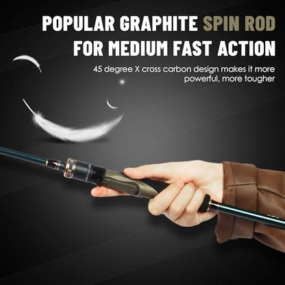 Eurasian Sports Medium Spin&Cast Fishing Rod Graphite Bass Fishing Rods Carbon 2 Piece Spinning Pole, Anti-tangling Guide Ring Portable Baitcasting Fishing Rods for Freshwater, Saltwater, Trout, Bass - color: Concept-Spin-6FT