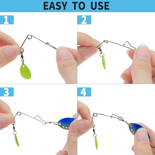 Fishing Spinnerbait Smooth Spoons Kit Fishing Spinner Blades Smooth Spoons Rigs with Willow and Teardrop Making Fishing Lures Replacement Accessories - color: 30Pcs Gold, silver and green