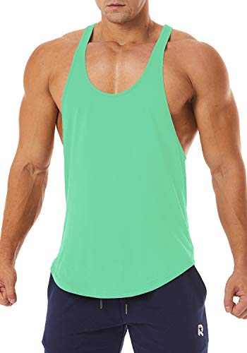 Men's Workout Quick Dry Soft Gym Bodybuilding Stringer Tank Tops - color: Mint Green, size: Small
