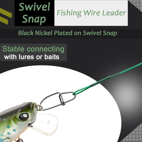AMYSPORTS Saltwater Steel Fishing Leader Wire Stainless Swivel Fishing Leader Freshwater High Strength Wire Leader Lure Black Nickel - size: #3 (15.8in-50lb) 20pcs