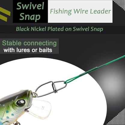 AMYSPORTS Saltwater Steel Fishing Leader Wire Stainless Swivel Fishing Leader Freshwater High Strength Wire Leader Lure Black Nickel - size: #3 (15.8in-50lb) 20pcs