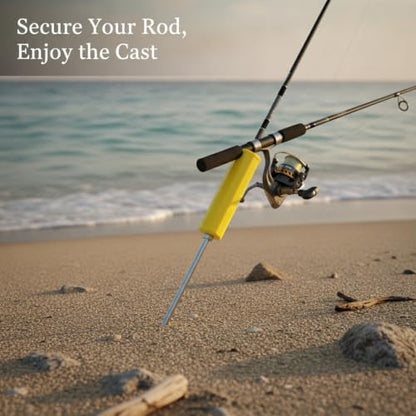 Ground Fishing Rod Holder, Galvanized Metal Spike for Beach and Riverbank, Support for Surf Casting (1 PC) - color: Yellow