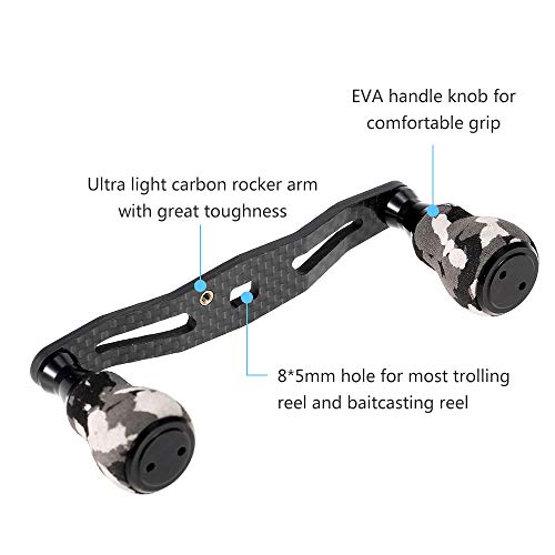 Lixada Carbon Fiber Fishing Reel Handle Baitcasting Trolling Reel Rocker Left Right Fishing Reel Crank Accessory