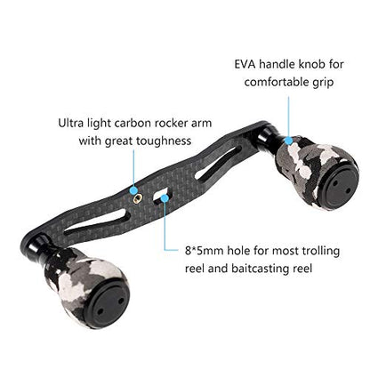 Lixada Carbon Fiber Fishing Reel Handle Baitcasting Trolling Reel Rocker Left Right Fishing Reel Crank Accessory