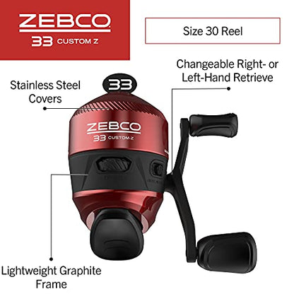 Zebco 33 Custom-Z Spincast Reel and 2-Piece Fishing Rod Combo, 6-Foot Fiberglass Rod with Split-Grip EVA Handle, Quickset Anti-Reverse Fishing Reel with Bite Alert