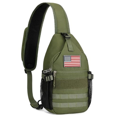 HALOVIE Anti-theft Sling Backpack RFID Crossbody Travel Daypack | Lightweight, Molle, Phone Pack, Hiking Trip Daily Use One Shoulder Bag, EDC Tactical Chest Side Pack Gift for Men - color: Army Green