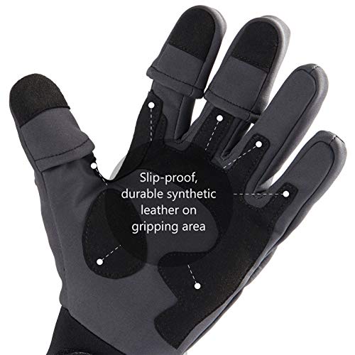 Bassdash WintePro Insulated Fishing Gloves Water Repellent with Fleece Lining Cold Weather Winter Gloves for Men Women Ice Fishing Hunting Photography Hiking - color: Grey, size: Small