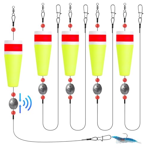 3/4PCS Popping Corks Fishing Bobbers Float Rigs for Saltwater Freshwater Fishing Tackle Weighted Bobbers Size 3IN/4IN/5IN