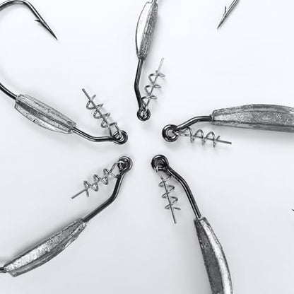 Weighted Swimbait Hooks,Weedless Fishing Jig Heads with Twist Lock,for Soft Plastic Worm Saltwater Freshwater Fishing Hooks