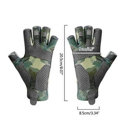 Protection Fingerless Fishing Gloves, UPF50+ Breathable Quick Drying Slip Sun Gloves for Men, with Lightweight Stretch Material for Kayaking Hiking Paddling Driving
