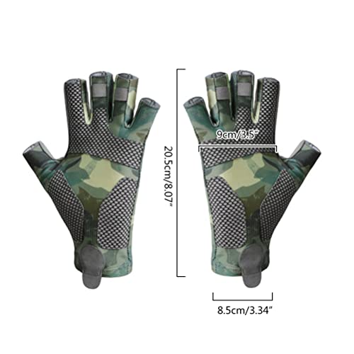 SUNGOOYUE Protection Fingerless Fishing Gloves, UPF50+ Sun Gloves with Breathable Quick Drying Material and Slip Palm, for Men Kayaking Hiking Paddling Driving Canoeing Rowing