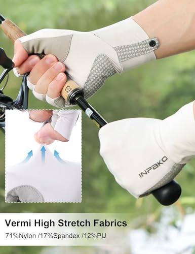 Fishing Gloves, Lightweight Non-Slip Fingerless Gloves,Hook Loop, UPF 50+ Sun Protection,for Unisex Fishing - color: White, size: Large-X-Large
