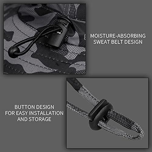 Sun Blocker Hats Outdoor Sun Protection Fishing Cap with Neck Flap Large Brim Outdoor Hat - color: Dark Grey Camo