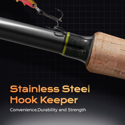 HANDING M1 Travel Fishing Rod 5/6-Piece Travel Spinning & Casting Rod | Travel Bass Fishing Rod Medium/Medium Heavy Power for Largemouth Smallmouth Spotted Bass Walleye Perch and Other Freshwater - size: 6'6''- Medium Heavy - Fast - 5pcs, style: Spinning