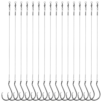 Circle Hooks Rigs, 15pcs Fishing Leader Rigs with Steel Leader Wire and Circle Hooks 1/0 2/0 3/0 4/0 5/0 6/0 7/0 8/0 9/0 10/0 for Bass, Catfish Fishing - size: 6/0