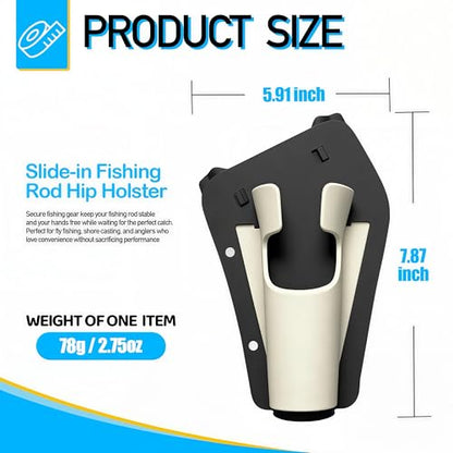 Slide-in Rod Hip Holster Belt Holder Fly Kayak Bank Fishing Fits 35mm Grips | Ambidextrous quick draw abs rod holder fits 2in belts lightweight clip for outdoor anglers trips & holiday gifts