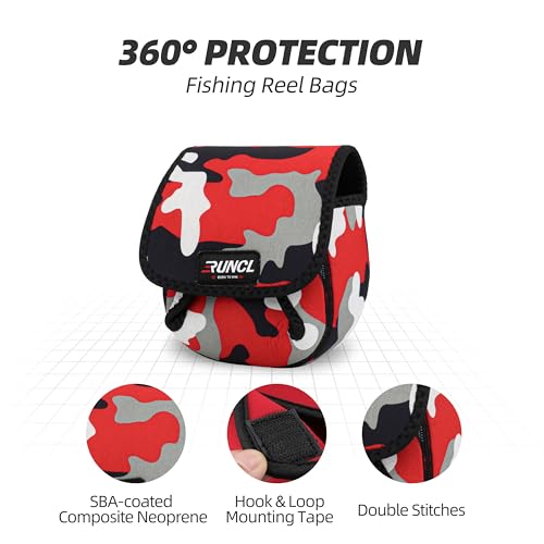 RUNCL Spinning Reel Bag – Protective Storage Pouch for Baitcasting Reels & Spinning Reels, Lightweight & Durable, Ideal for Freshwater & Saltwater Fishing Trips (Camouflage) - color: S-Camouflage