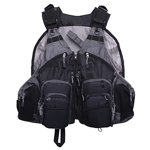 Raprance Fly Fishing Vest Backpack - Adjustable Lightweight and Quick-Dry, with 17 Pocketsfor Trout Bass Saltwate - color: Fv01-black