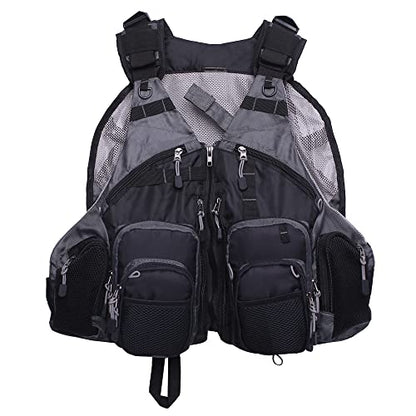 Raprance Fly Fishing Vest Backpack - Adjustable Lightweight and Quick-Dry, with 17 Pocketsfor Trout Bass Saltwate - color: Fv01-black
