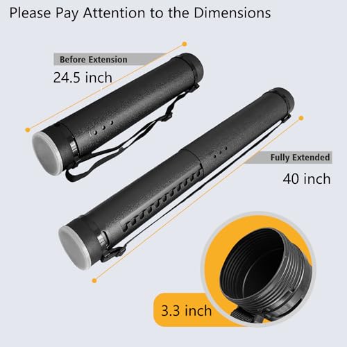 2Pack Expandable Poster Tube with Strap | Poster Storage Tubes Expand from 24.5" to 40" ,Waterproof Telescoping Blueprint Art Document Transport Carrying Tube - color: Blue