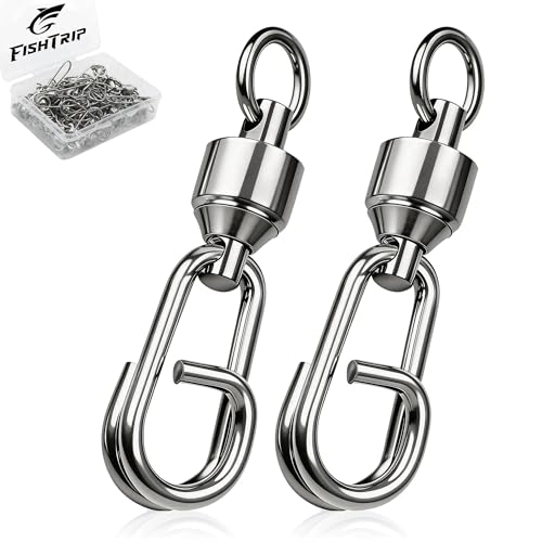 FishTrip 25/50Pcs Fishing Ball Bearing Swivel with Quick Oval Split Rings | High Strength Stainless Steel Smooth Fishing Swivels & Snaps Quick Change Snap Swivels Fishing Tackle Saltwater Freshwater - size: 7#_165lbs