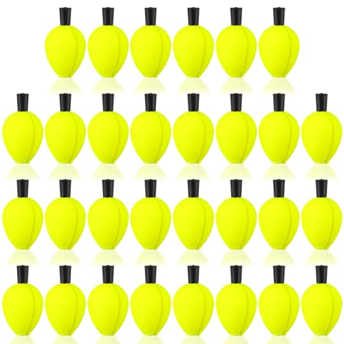 30 Pcs Trout Float Foam Teardrop Strike Fishing Bobbers Fishing Floats Fly Fishing Strike Indicators for Trout Offshore Saltwater Freshwater - color: Yellow