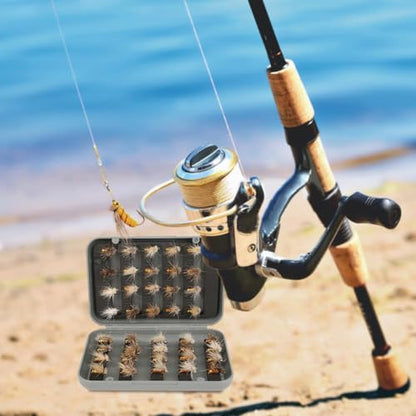 Joyzan Fly Fishing Flies,Fish Lure Kit Flyfishing Same Dry Insect Set 40Pcs | Lakes Rivers Reservoirs Floating Nymphs Streams Sinking Salmon Realstic Trouts Lures Emerger Gear Accessory Box