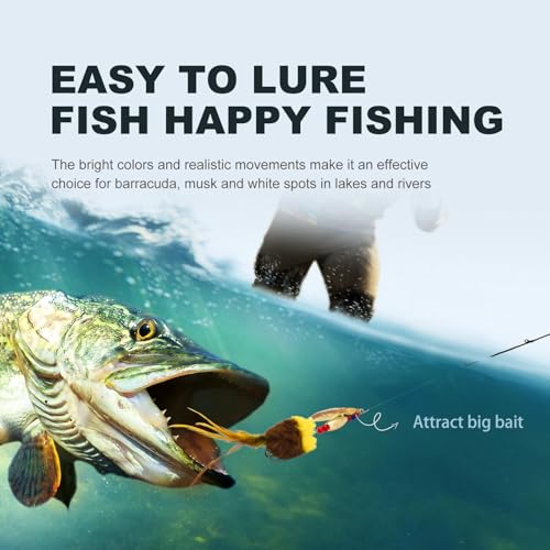 Pike Musky Walleye Fishing Lure Spinnerbait with Feathered Hooks Rooster Tail Fishing Lures Spoon Lures Baits with Tackle Box - color: Style A-Brown