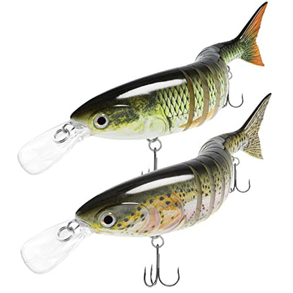 TRUSCEND Swimmax Easy Catch Fishing Lures with BKK Hooks, Wiggling, Vibrating, Rattling and Gurgling for More Bite, Heavy-Duty Dyneema Fiber Jointed Swimbaits for Bass, Trout, Walleye, Crappie, Pike - color: H-9.5",5.6oz