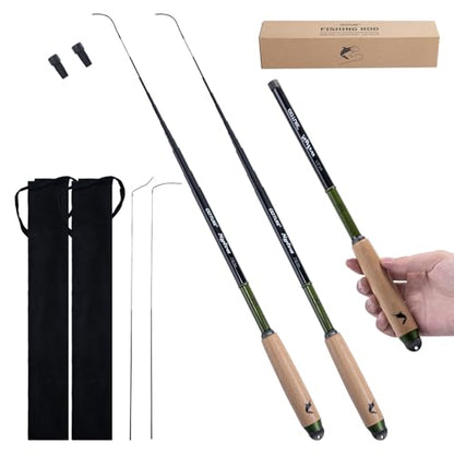 Goture 2pcs Tenkara Fishing Pole for Streams, Rivers, Ultralight 24T Carbon Fiber Fishing Rods, 360° Rotating Tip for Smooth, Inshore Trout Pole for Micro Fishing - size: 4.9ft / 1.5m