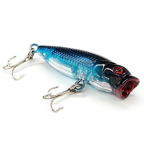 Seasky Fishing Plug Lures Micro Popper Topwater Trout Attack in Freshwater - color: Blue black