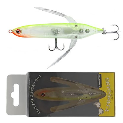 opwater Crawler Walks On Water Dragonfly Big Bass Blow Ups Great Fishing Gift Great for Freshwater Fishing - color: Clear Yellow