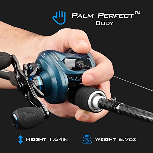 KastKing MegaJaws Elite Baitcasting Fishing Reel, New AutoMag Dual Braking System, Only 6.7oz, 17.64 LBs Carbon Fiber Drag, 11+1 Shielded BB, High Speed 5.4:1 to 9.1:1 Gear Ratios - size: Right - 6.5:1, style: Megajaws