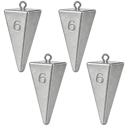 Pyramid Sinkers Fishing Weights, Saltwater Fishing Sinkers for Surf Fishing Gear Tackle - 1oz, 2oz, 3oz - style: 6 Ounce-4pcs