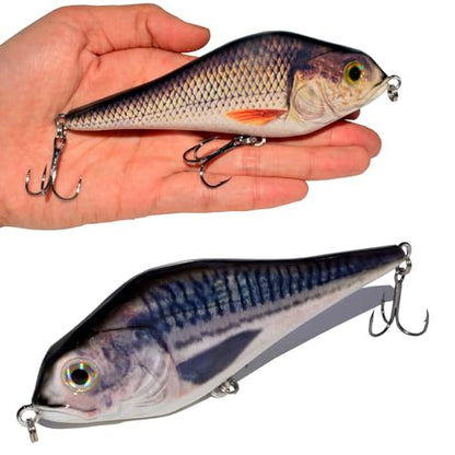 Fishing Lure Swimbait Crankbait Trout Bass Catfish Muskie Bait Fishing Accessories Fishhook Hunting - color: Jerkbait-6''-3PCS-Set A