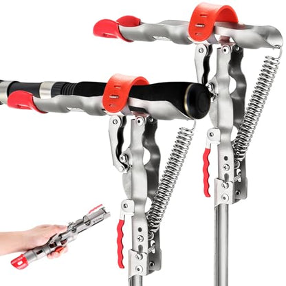 NYXOVA Automatic Spring Fishing Rod Holder, 2 Pack Stainless Steel Fishing Pole Holder for Ground, Automatic Rod Holder with Spring Loaded Tip-up Action for Fishing