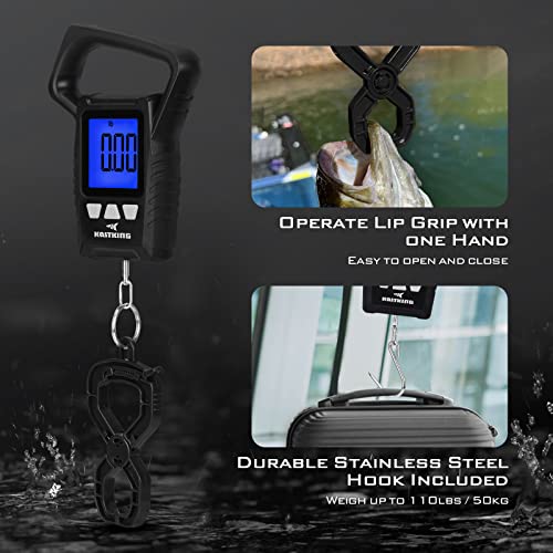 KastKing Fish Scale, WideView Floating Waterproof Digital Scale, 2.5” Large LCD Display, 110lb Capacity, Multi-Mode Pound/Ounces & Kilograms, Stores up to 9 Weights, Fishing Gifts for Men - color: D: Black combo