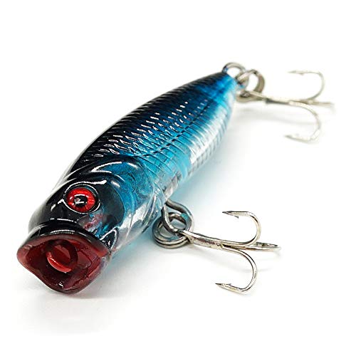 Seasky Fishing Plug Lures Micro Popper Topwater Trout Attack in Freshwater - color: Blue black