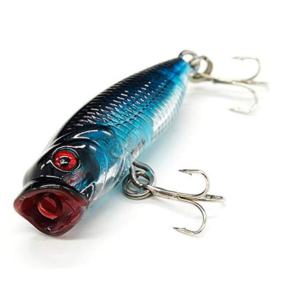 Seasky Fishing Plug Lures Micro Popper Topwater Trout Attack in Freshwater - color: Blue black