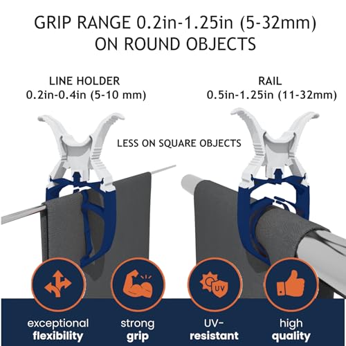 Navy Blue 6-Pack - Storm Proof & Lockable Clothespin - Large Clips fit Lines & Rails - Multi-Purpose Towel Clips for Boat Accessories, Chairs, RV, Camping, Fishing, Stroller, Balcony, Tarps - color: Navy Blue