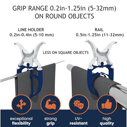 Navy Blue 6-Pack - Storm Proof & Lockable Clothespin - Large Clips fit Lines & Rails - Multi-Purpose Towel Clips for Boat Accessories, Chairs, RV, Camping, Fishing, Stroller, Balcony, Tarps - color: Navy Blue