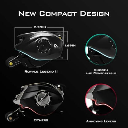 KastKing Royale Legend II Baitcasting Reels, New Compact Design Baitcaster Fishing Reel, 17.64LB Carbon Fiber Drag, Cross-Fire 8 Magnet Braking System, Available in 5.4:1 and 7.2:1 - color: 7.2:1-right