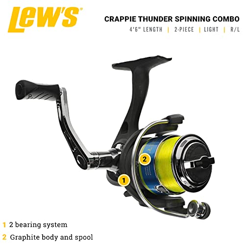 Lew's Crappie Thunder Spinning Reel and Fishing Rod Combo, 2-Piece IM6 Graphite Blank, Right or Left-Hand Retrieve - style: 4'6"
