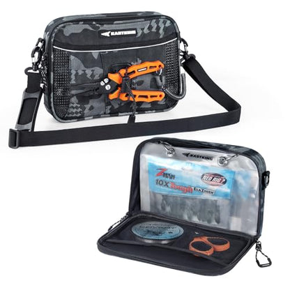 KastKing BaitSpace Detachable Bait Binder Tackle Bag – Large Clear Sleeves, Durable 900D Water-resistant Fabric, Soft Plastic Bait Storage For Hooks, Sinkers & Fishing Accessories - color: Black Camo