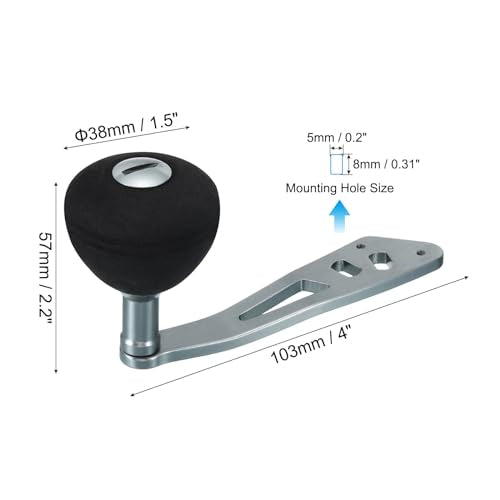 PATIKIL Baitcasting Power Handle Metal Fishing Reel Handle EVA Knob Grip Replacement Parts for Rocker Arm Accessories - color: Silver