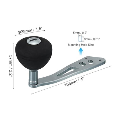 PATIKIL Baitcasting Power Handle Metal Fishing Reel Handle EVA Knob Grip Replacement Parts for Rocker Arm Accessories - color: Silver