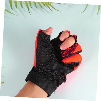 ABOOFAN 3-Finger Exposure Fishing Gloves, Anti-Slip Waterproof Thermal Windproof Gloves for Outdoor Fishing and Camping, Orange Pair